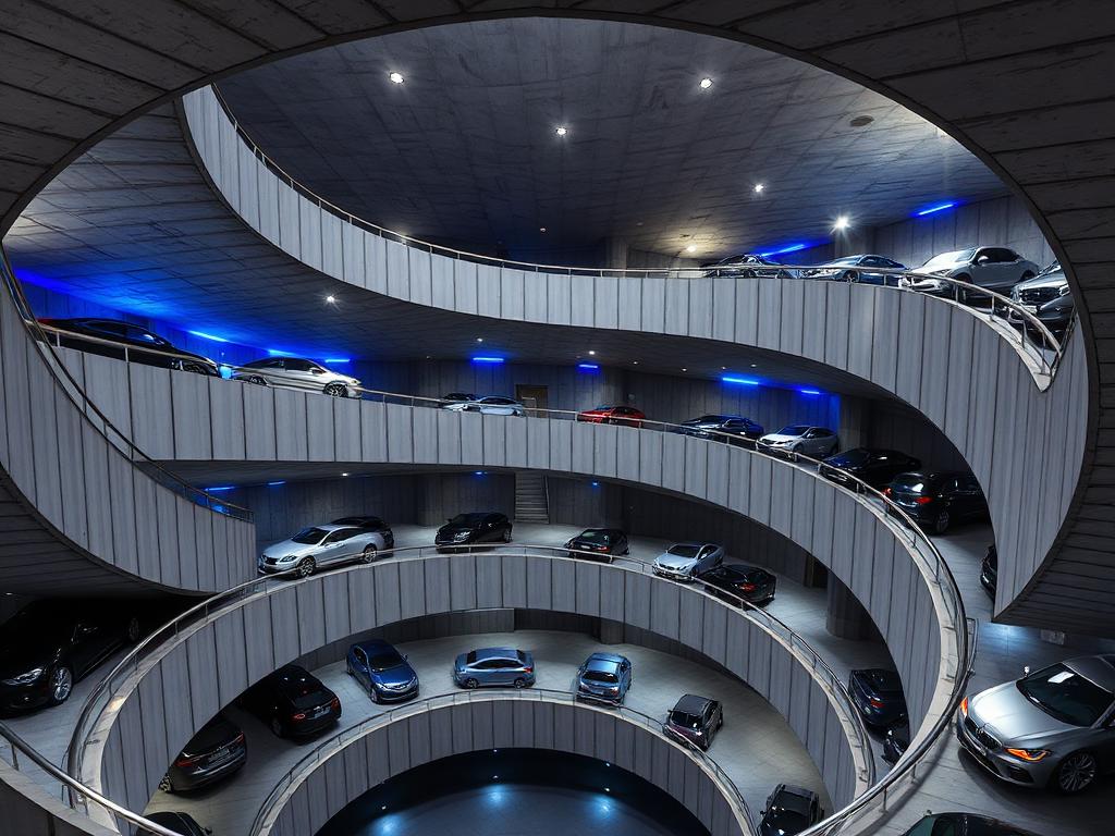 Multi-level automated parking interior